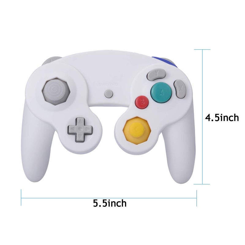 ONE250 2 Pack Classic Shock Joypad Wired Controller, Compatible with Wii NGC Gamecube Game Cube (White & White) - Image 4